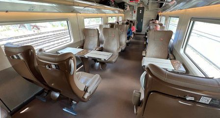 Seats on a Barcelona to Madrid Iryo train