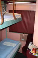Paris-Vienna sleeper compartment set up as 2-bed room