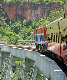 A Burmese train on the Gokteik Viaduct