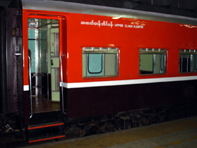 Sleeping car on train 5, Rangoon to Mandalay