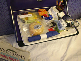Breakfast served in your sleeper compartment next morning