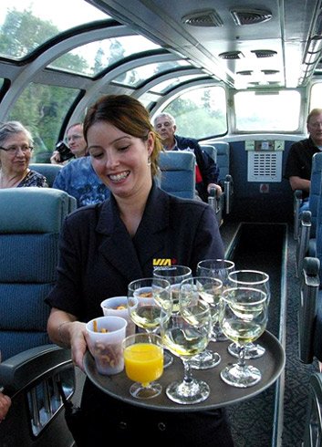 Wine tasting in the dome car of the 'Canadian' train from Toronto to Vancouver