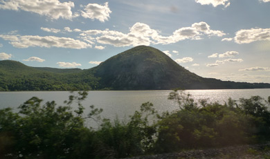 Storm King Mountain on the Hudson River valley, seen from the Lake Shore Limited train to Chicago