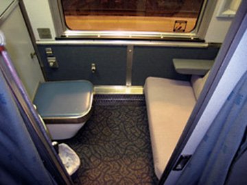 A single-bed roomette on the 'Canadian' from Toronto to Vancouver