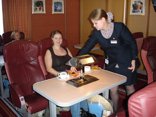The Club Class lounge on the fast ferry to the Channel Islands