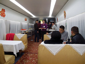 Restaurant car on Beijing-Shanghai train.
