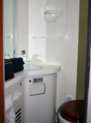 Private toilet / washroom in deluxe 2-berth sleeper, 'Z' train Beijing to Shanghai & Xian