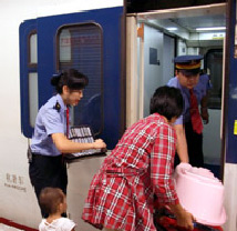 Boarding the Hong Kong to Beijing train