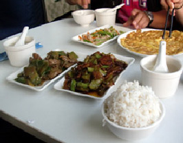 A Chinese meal in the restaurant car of the Hong Kong to Beijing train