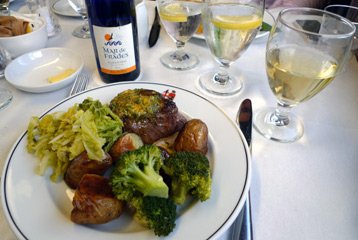 Pullman dining:  Beef steak main course