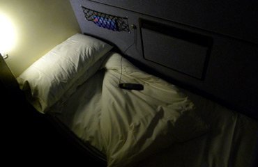 A cosy duvet on the London to Cornwall sleeper train