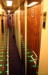 Night Riviera sleeper train - sleeping-car corridor