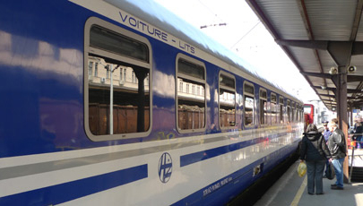 The 'Lisinski' sleeper train from Zagreb to Munich, at Zagreb main station