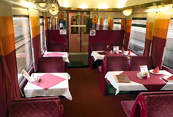 Lunch in the restaurant car of the Jan Jesenius from Berlin to Prague