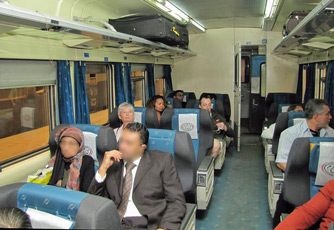 First class seats on a Cairo to Alexandria express train.