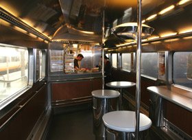 The cafe-bar on a Eurostar train from London to Paris or Brussels