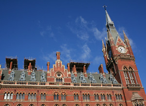 Eurostar trains from London to Paris & Brussels leave from St Pancras, built 1868-1876