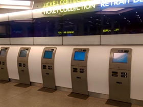 Self-service ticket machines at St Pancras: You can collect your Eurostar tickets here...