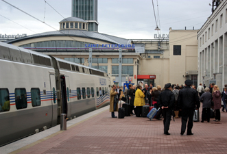 An Allegro train from Helsinki just arrived at St Petersburg