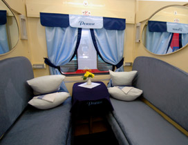 First class seats on the Helsinki to St Petersburg train 'Repin'