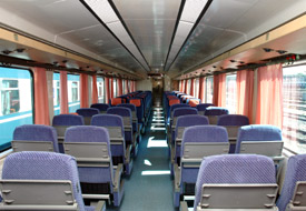 2nd class seats on the Helsinki to St Petersburg train 'Sibelius'