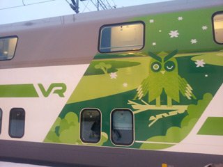 Double-deck sleeping-car on the train from Helsinki to Rovaniemi