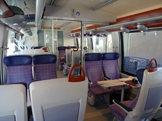 Seats on a TER train between Toulouse and Latour de Carol