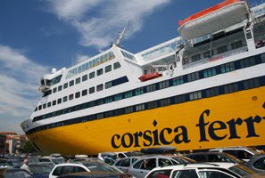Corsica Ferries' Mega Express II at the quayside in Nice's old port