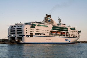 SNCM's superb cruise ferry Danielle Casanova at Bastia, about to sail for Marseille