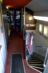 Upper deck second class on board a TGV Duplex.