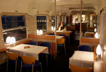 Bistro car on the City Night Line overnight train