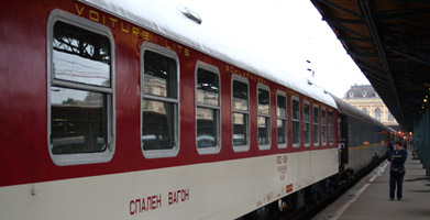 The Budapest-Sofia sleeping-car, about to leave Budapest for Bulgaria...