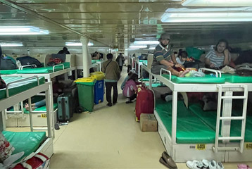 Economy class sleeping area on the Pelni ferry m/v Kelud to Java