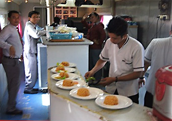 Kitchen car on the train from Jakarta to Yogyakarta