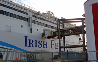 The super-ferry 'Ulysses' at Dublin Ferryport, boarding passengers for London...