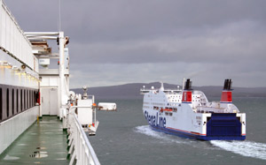 The competition!  Stena Line's 'Stena Adventurer' seen from the deck of Irish Ferries' 'Ulysses'