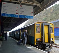 The local train from Cardiff to Fishguard, arrived at Fishguard Harbour