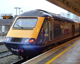 A high-speed train at Cardiff