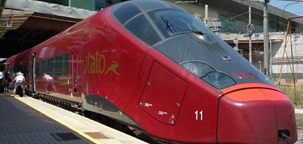 One of NTV's new Italo trains at Rome Tiburtina