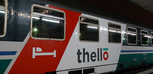 Boarding the Thello sleeper train at Paris.