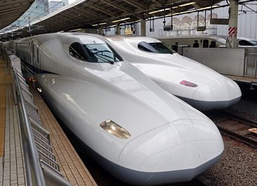 Series N700 shinkansen train in Japan