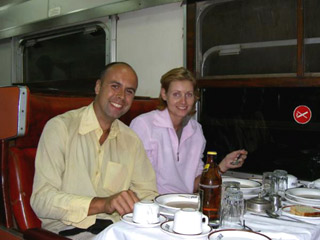 In the restaurant car, on the Nairobi - Mombasa train