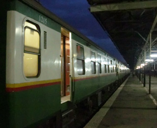 First class sleeping-car exterior, Nairobi to Mombasa train