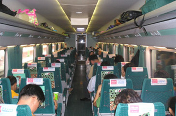 2nd class on the Seoul to Busan KTX train 