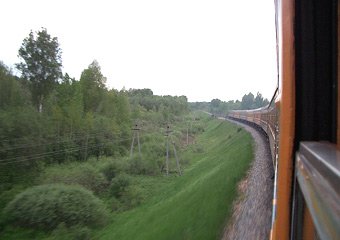 Through the Latvian & Russian countryside on the train from Riga to Moscow
