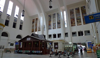 Inside Singapore railway station looking north