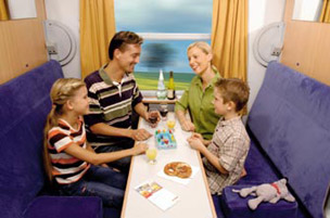 Passengers on motorail trains travel in a couchette or sleeper...