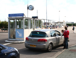 Checking in at the motorail terminal in Calais...