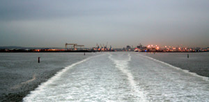 Belfast disappearing astern of the ferry to Scotland...