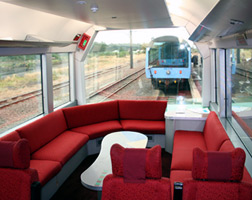 Observation lounge at the rear of the "Overlander", photographed at National Park